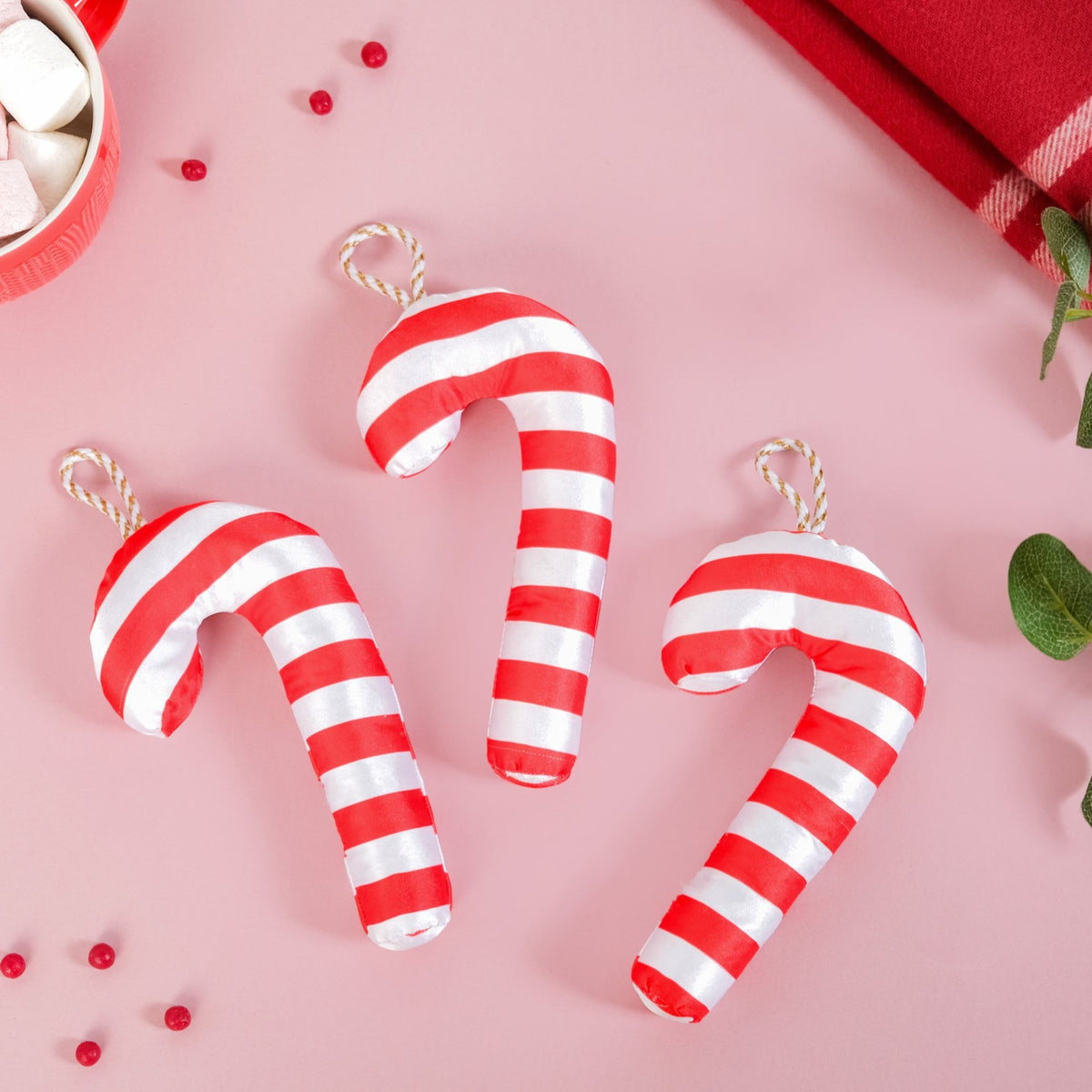 Candy Cane Christmas Ornaments Set Of 3 Nestasia