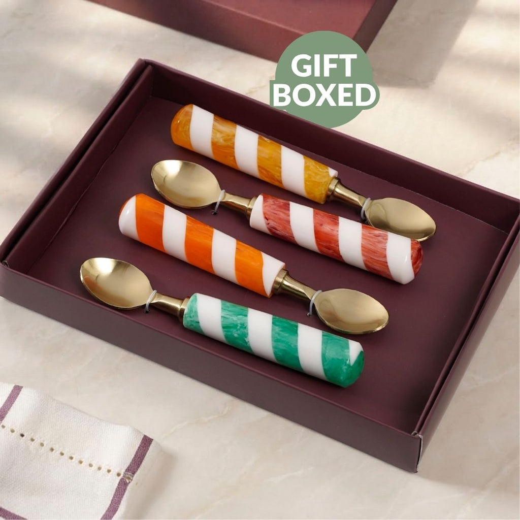 Color Candy Cane Dessert Spoon Set Of 4 Nestasia