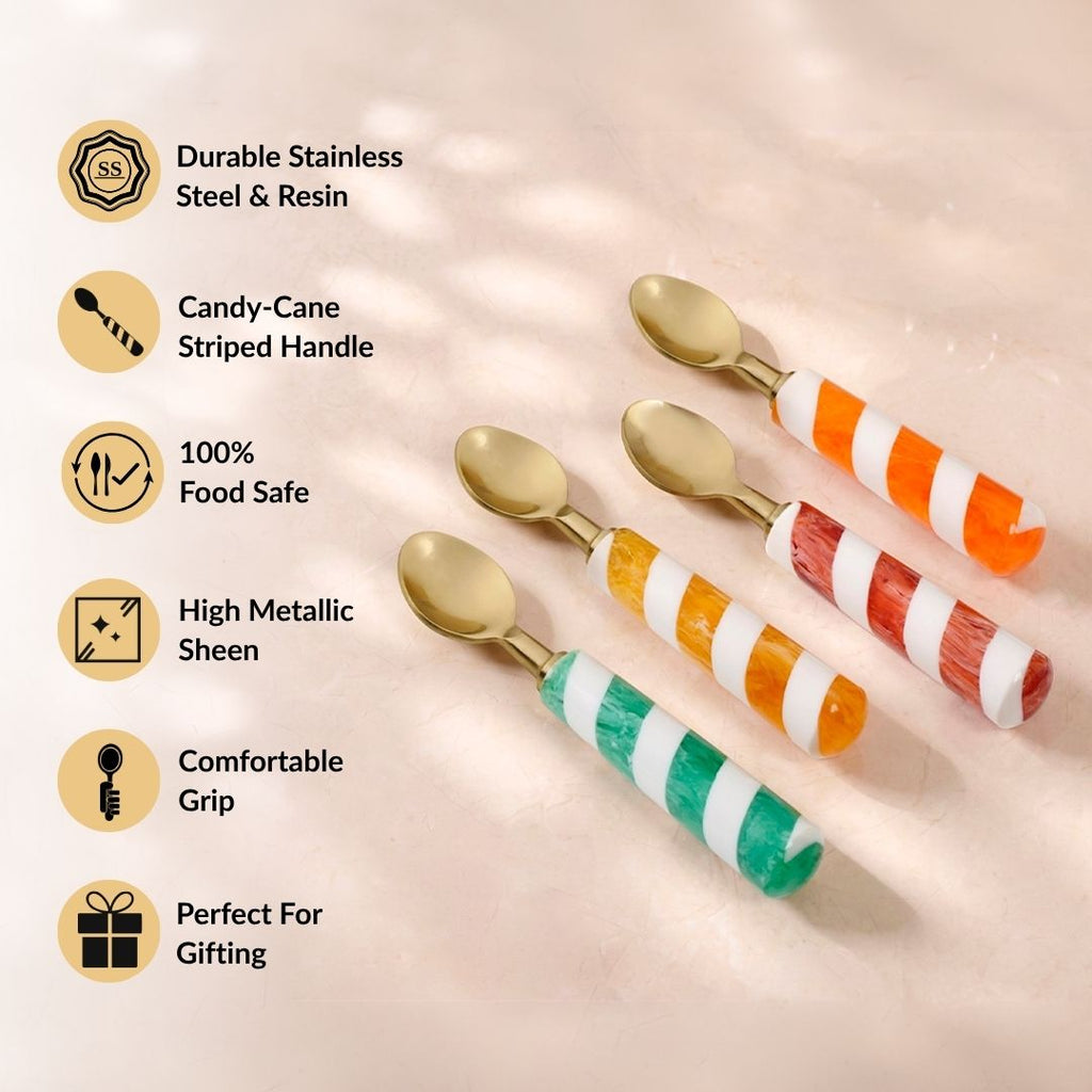 Color Candy Cane Dessert Spoon Set Of 4 Nestasia