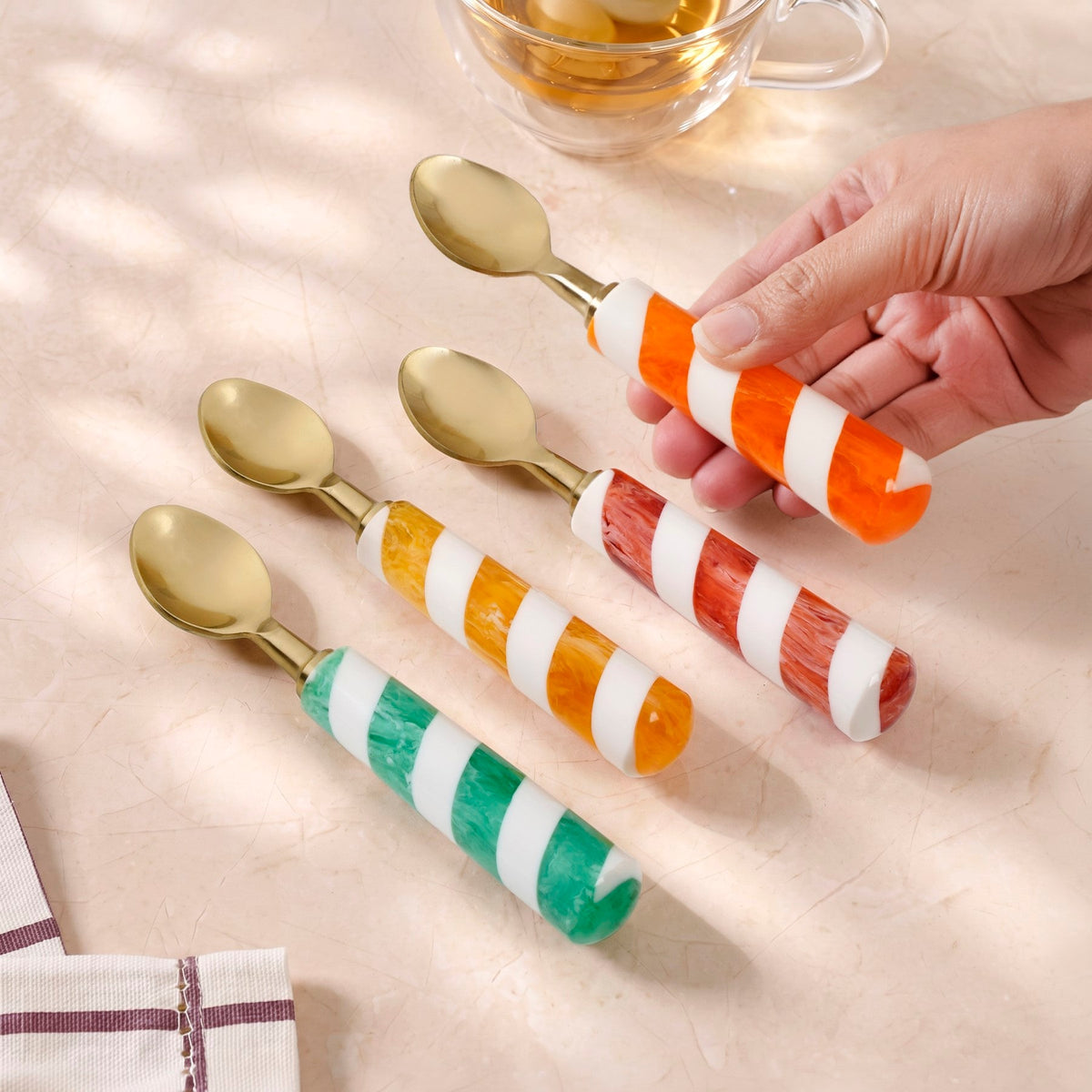 Color Candy Cane Dessert Spoon Set Of 4 Nestasia