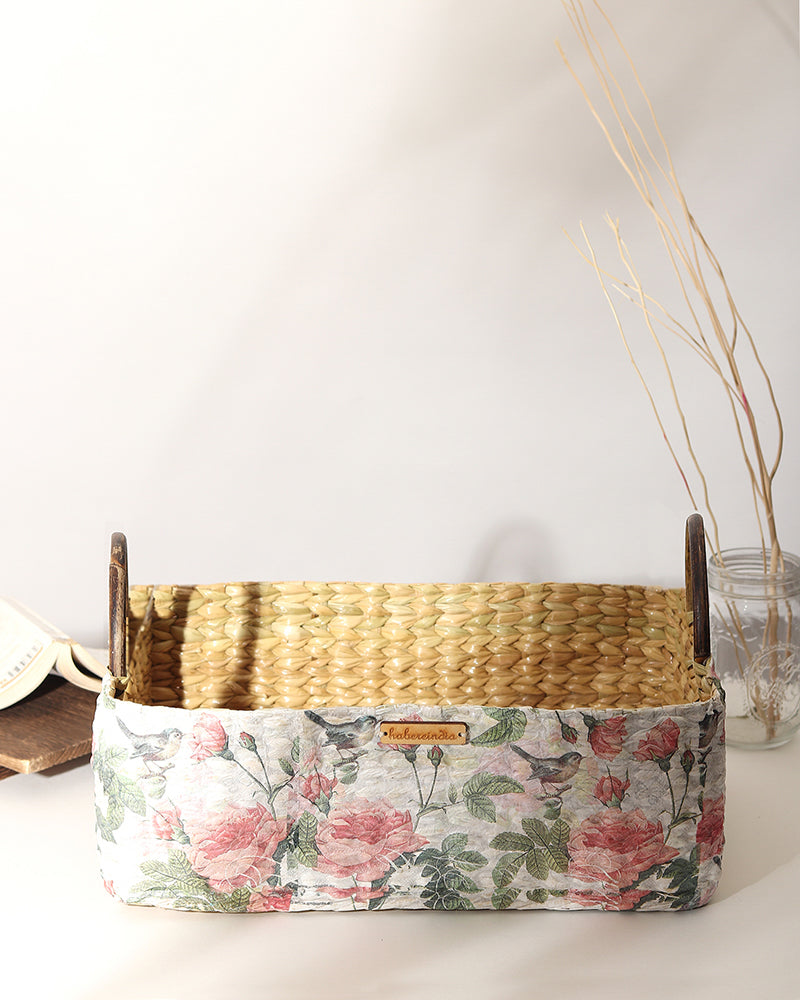 Handwoven Seagrass Basket with Handles for Stylish Home Storage and Gift Hampers