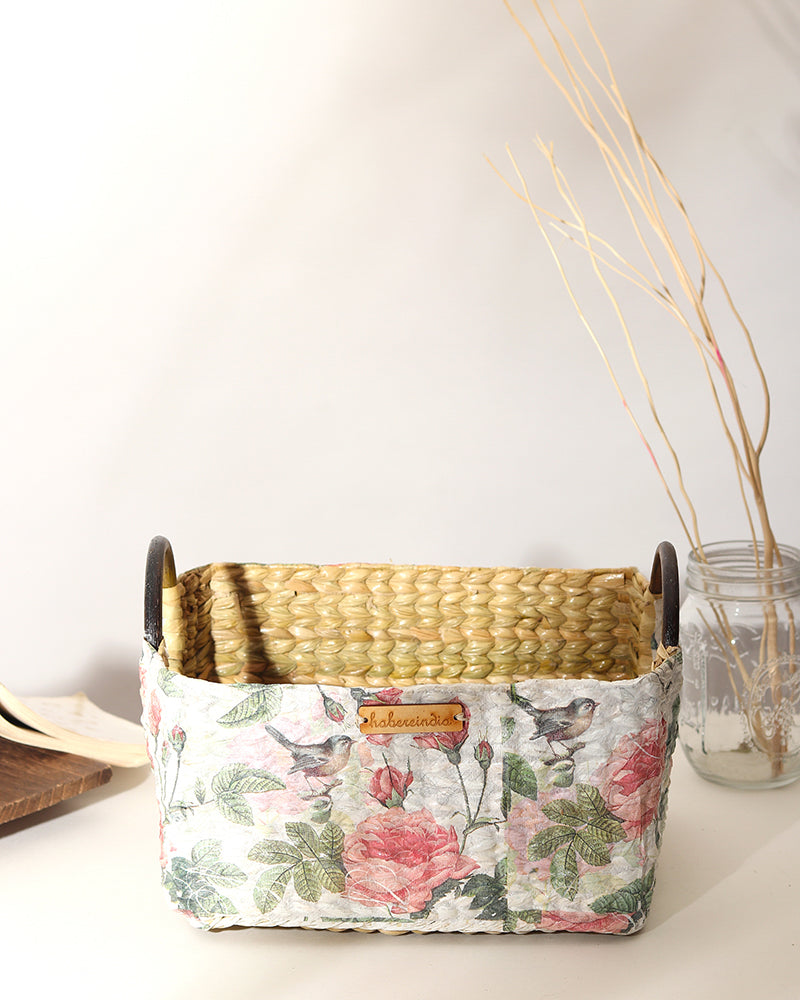 Handwoven Seagrass Basket with Handles for Stylish Home Storage and Gift Hampers