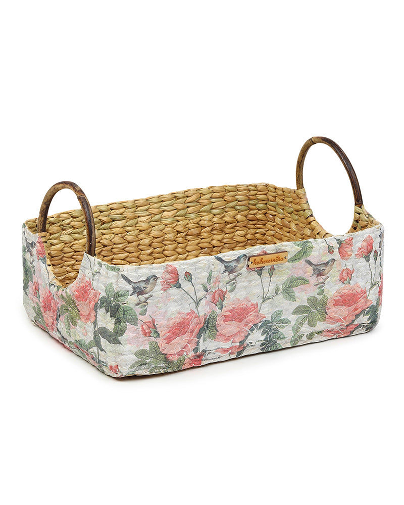 Handwoven Seagrass Basket with Handles for Stylish Home Storage and Gift Hampers