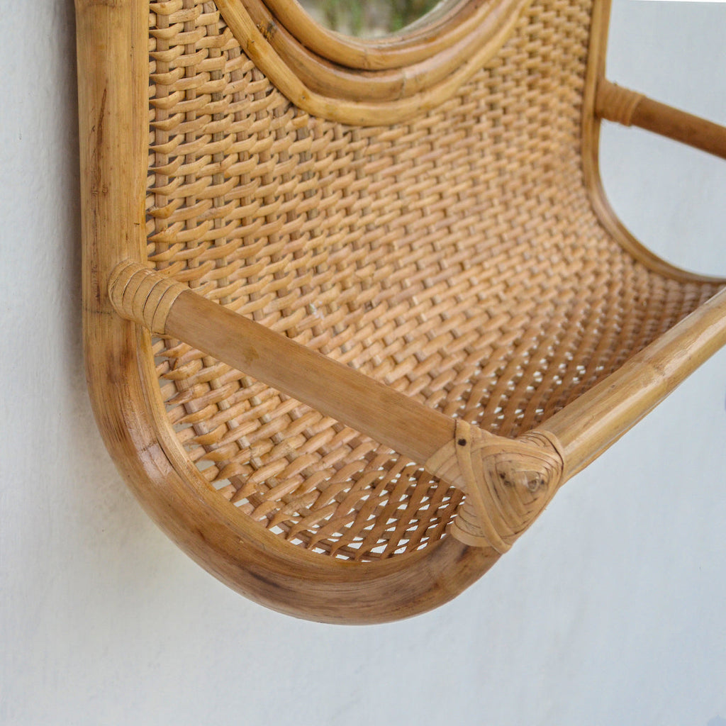 Cane Mirror with Shelf Nestasia
