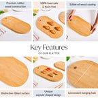 Ribbed Capsule Bamboo Zen Garden Serving Platter 15 Inch Nestasia