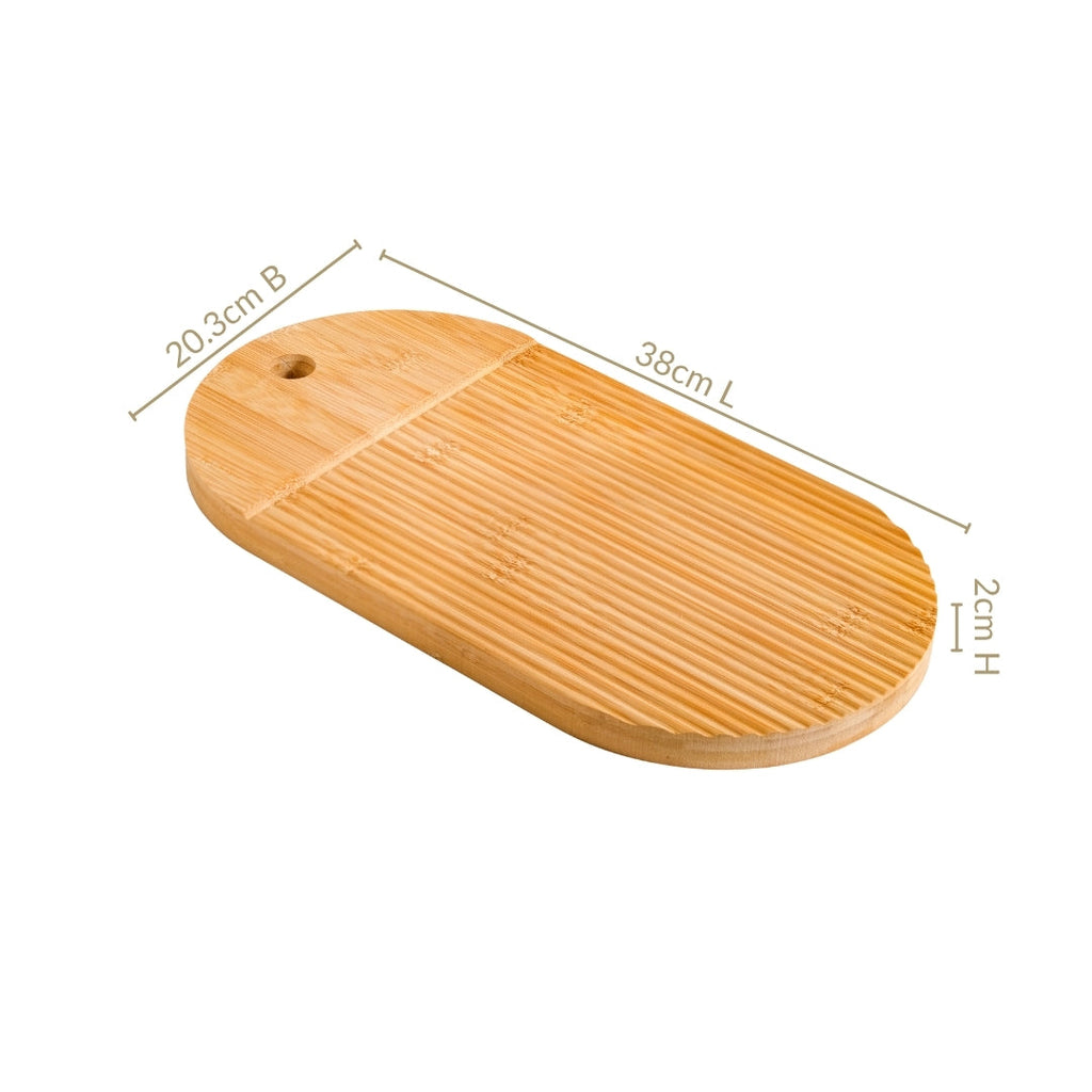 Ribbed Capsule Bamboo Zen Garden Serving Platter 15 Inch Nestasia