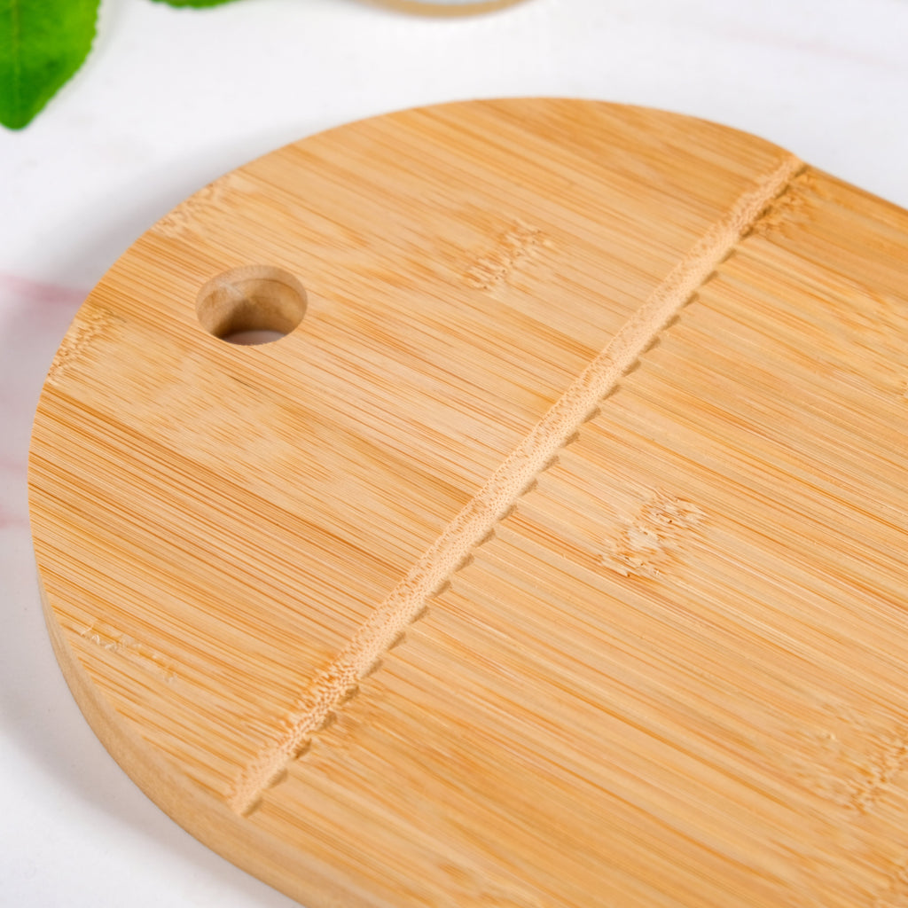 Ribbed Capsule Bamboo Zen Garden Serving Platter 15 Inch Nestasia