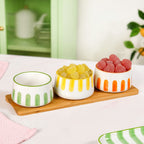 Carnival Stripe Bowls With Tray Set Of 4 Nestasia