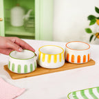 Carnival Stripe Bowls With Tray Set Of 4 Nestasia