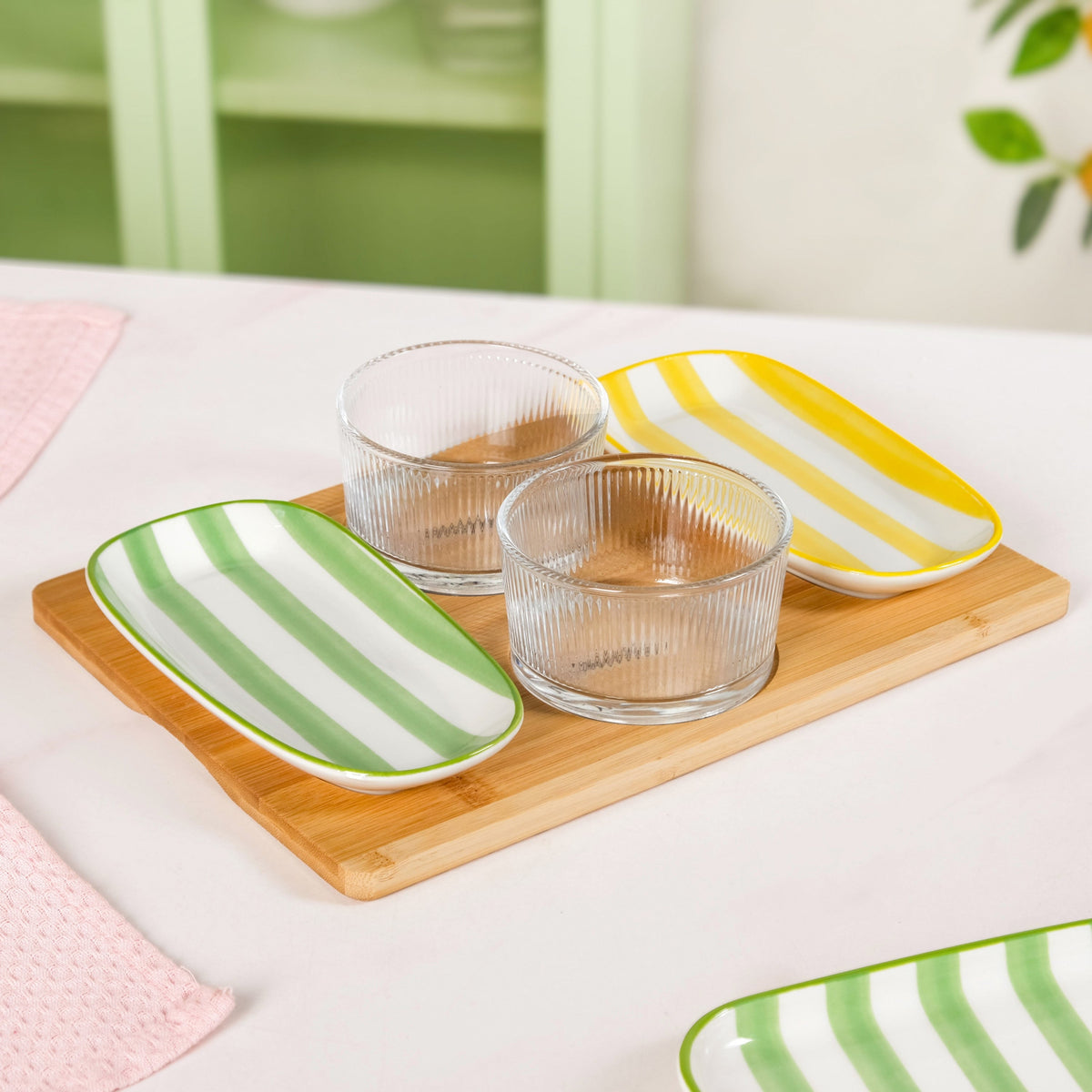 Carnival Stripe Serving Platter Set Of 5 Nestasia
