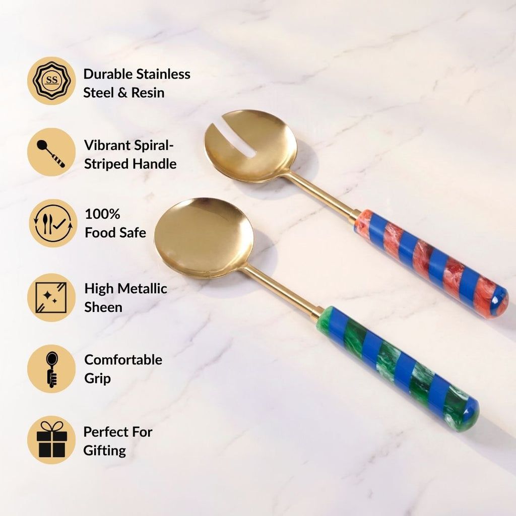 Carnival Swirl Stainless Steel Serving Set Of 2 Nestasia