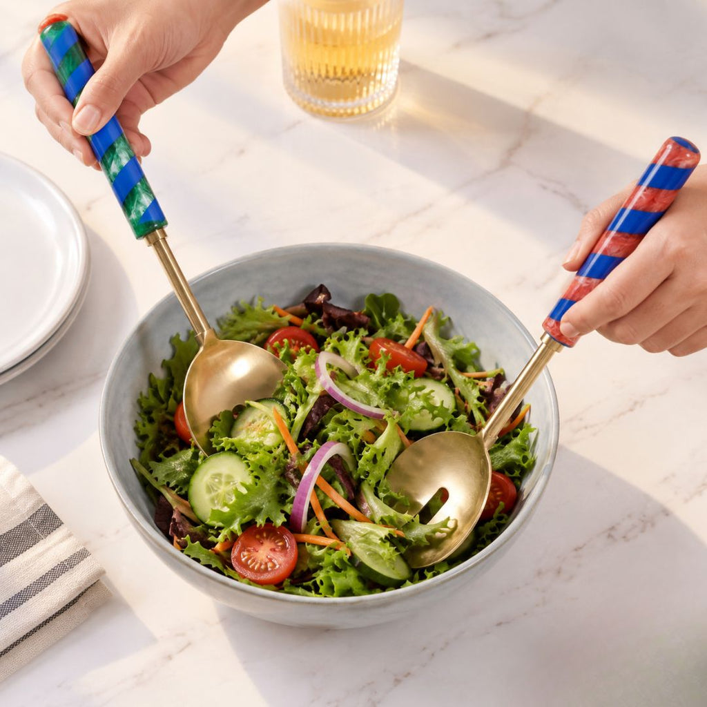 Carnival Swirl Stainless Steel Serving Set Of 2 Nestasia