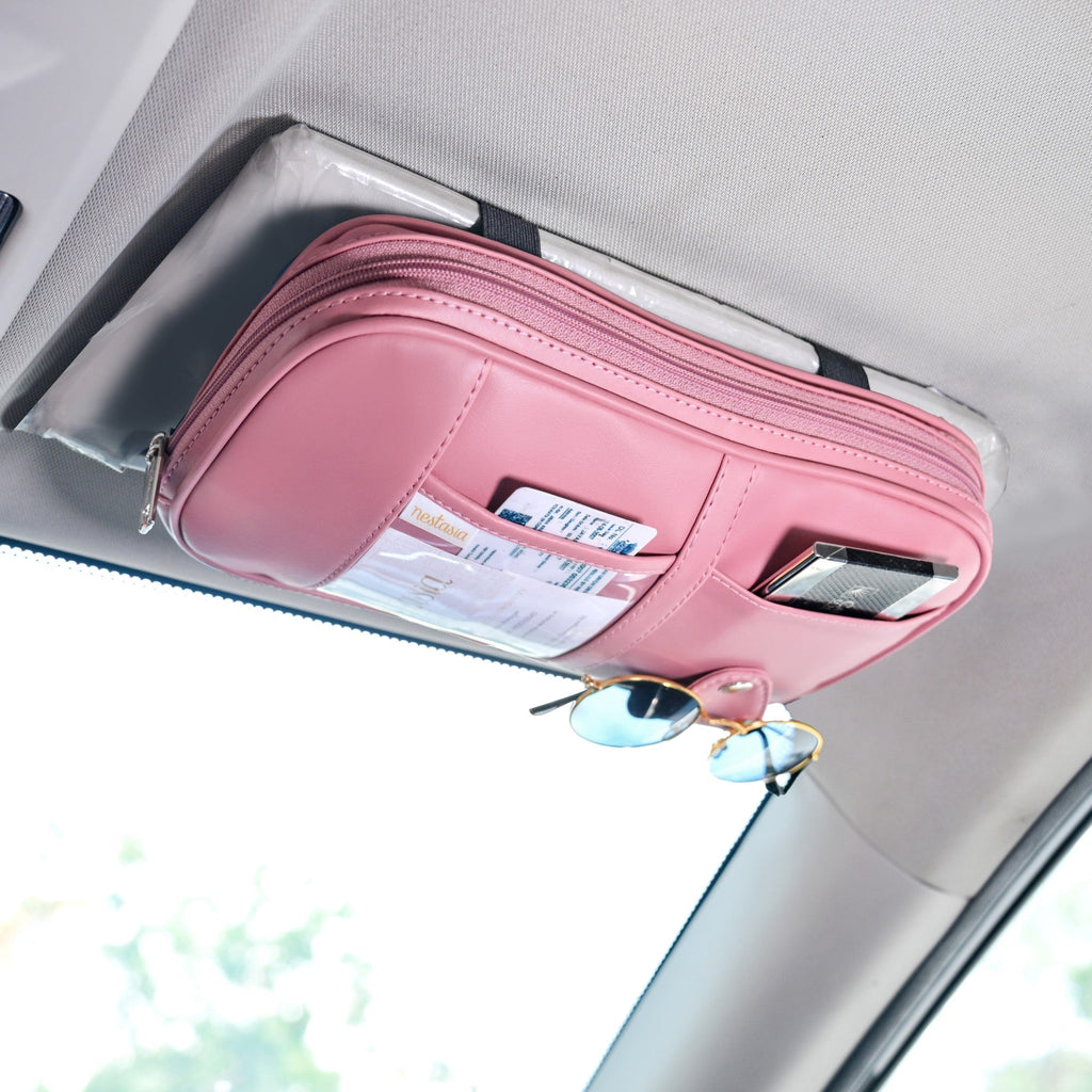 Vegan Leather Large Capacity Car Visor Organizer Nestasia