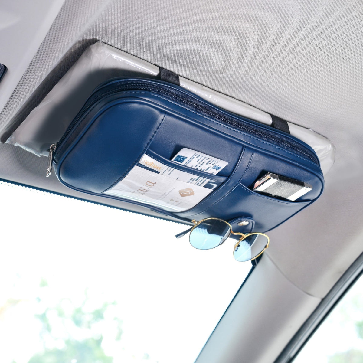 Multipurpose Car Sun Visor Organizer Blue Nestasia