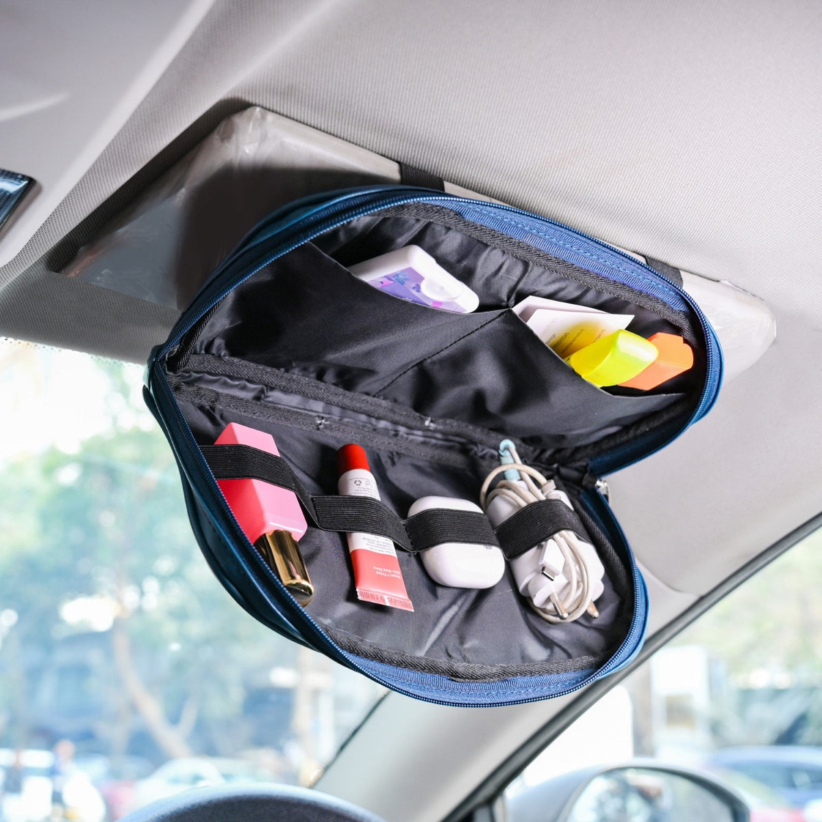 Multipurpose Car Sun Visor Organizer Blue Nestasia