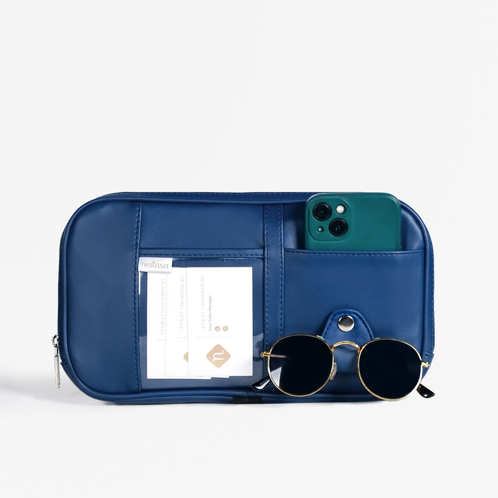 Multipurpose Car Sun Visor Organizer Blue Nestasia