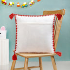Floral Cat Embroidered Cushion Cover With Tassels 42x42cm Nestasia