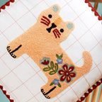 Floral Cat Embroidered Cushion Cover With Tassels 42x42cm Nestasia