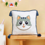 Cat Embroidered Kids Cushion Cover 42x42cm Nestasia