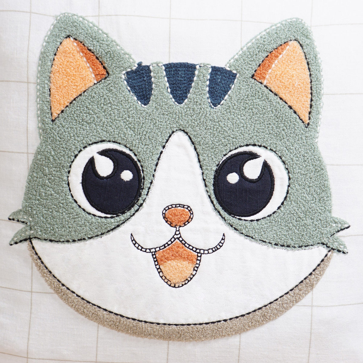 Cat Embroidered Kids Cushion Cover 42x42cm Nestasia