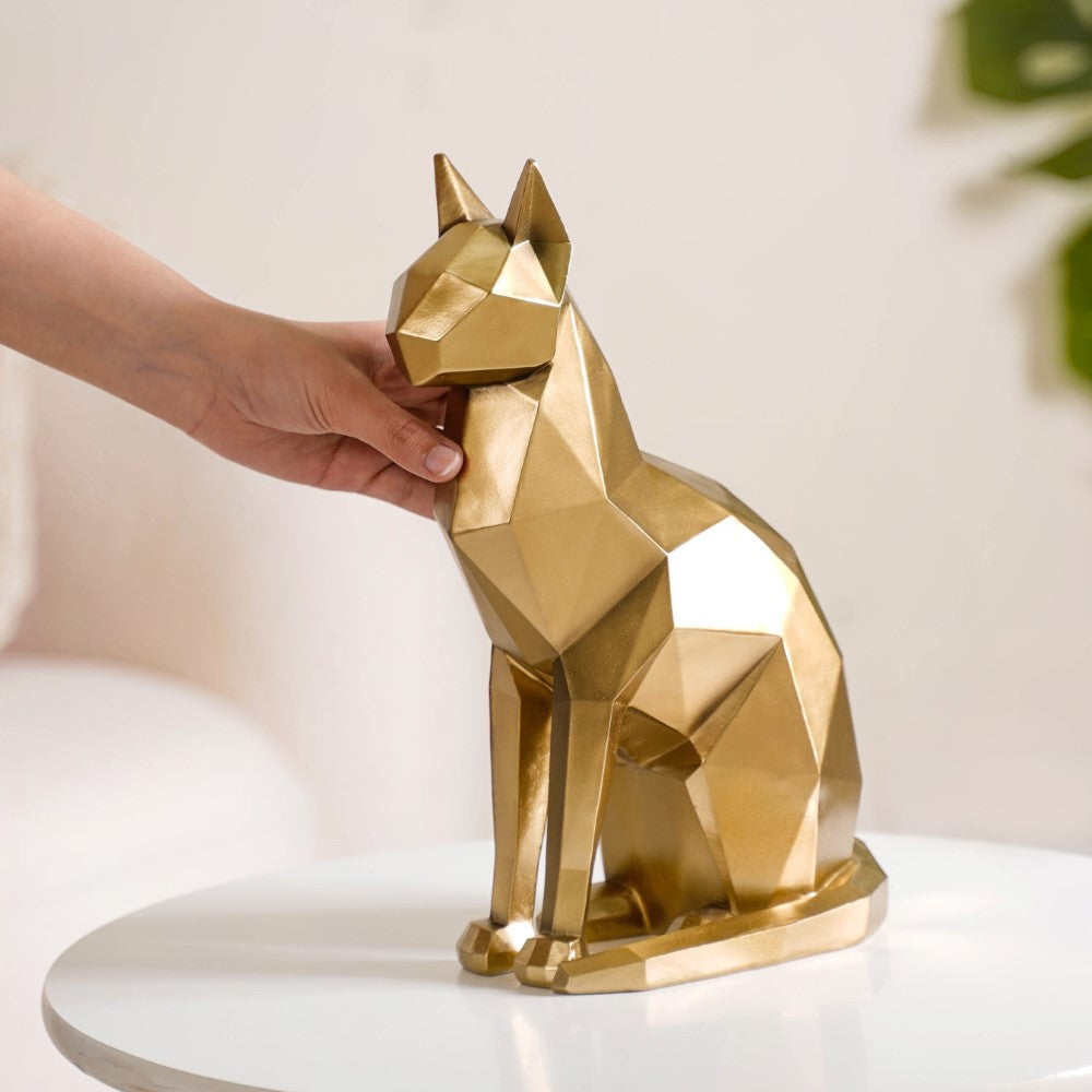 Cat Sculpture Gold For Home Decor Nestasia