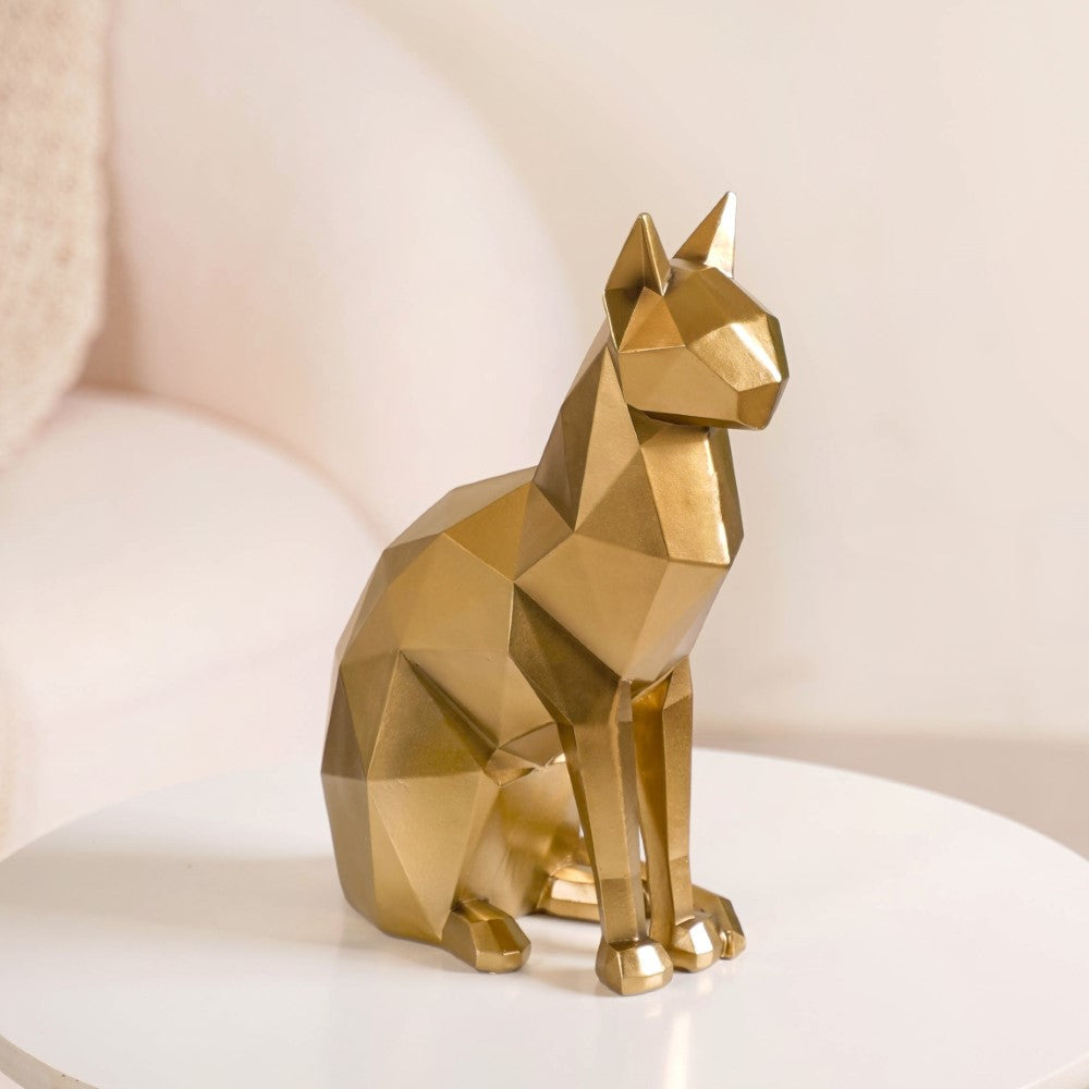 Cat Sculpture Gold For Home Decor Nestasia