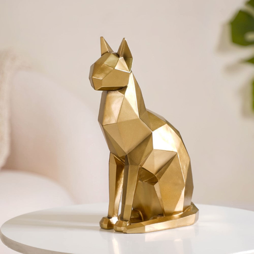 Cat Sculpture Gold For Home Decor Nestasia