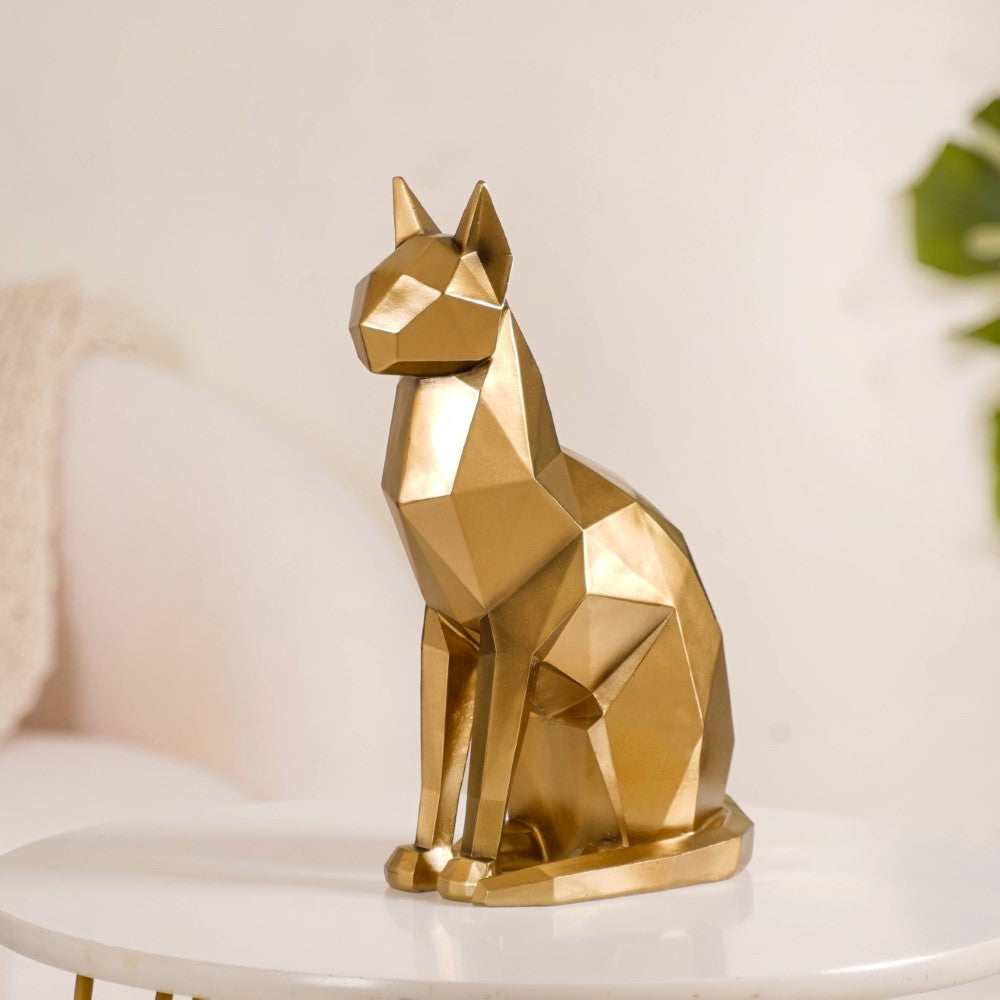 Cat Sculpture Gold For Home Decor Nestasia