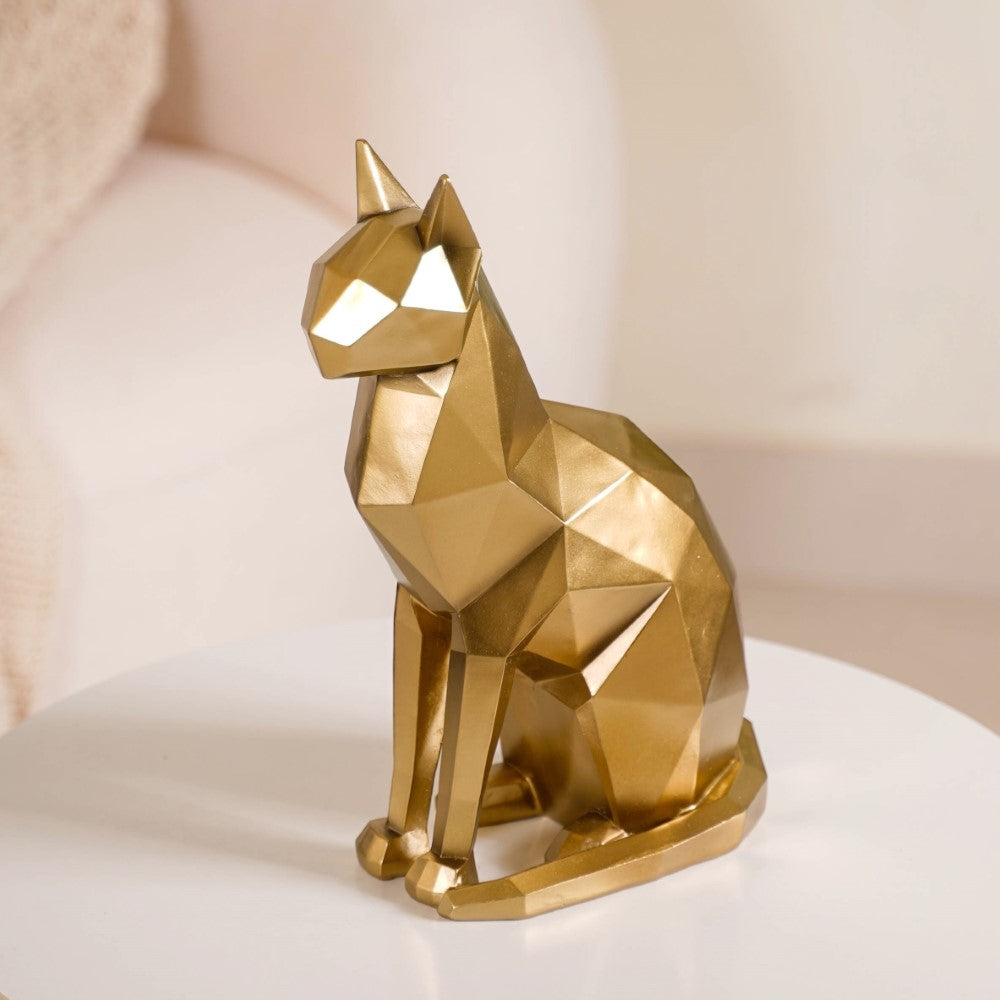 Cat Sculpture Gold For Home Decor Nestasia