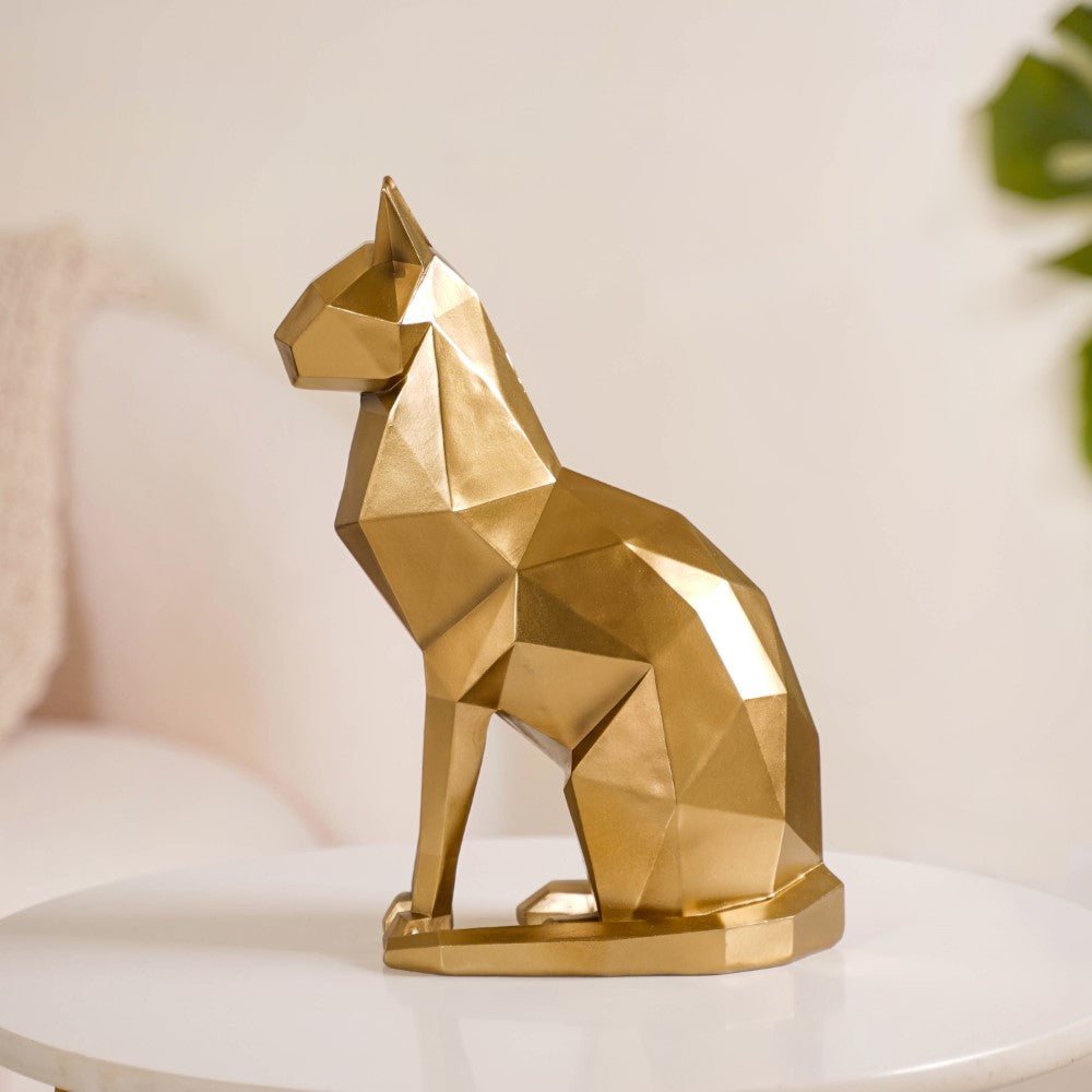 Cat Sculpture Gold For Home Decor Nestasia
