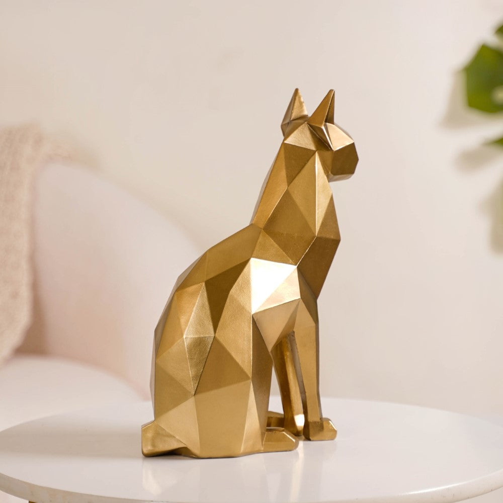 Cat Sculpture Gold For Home Decor Nestasia