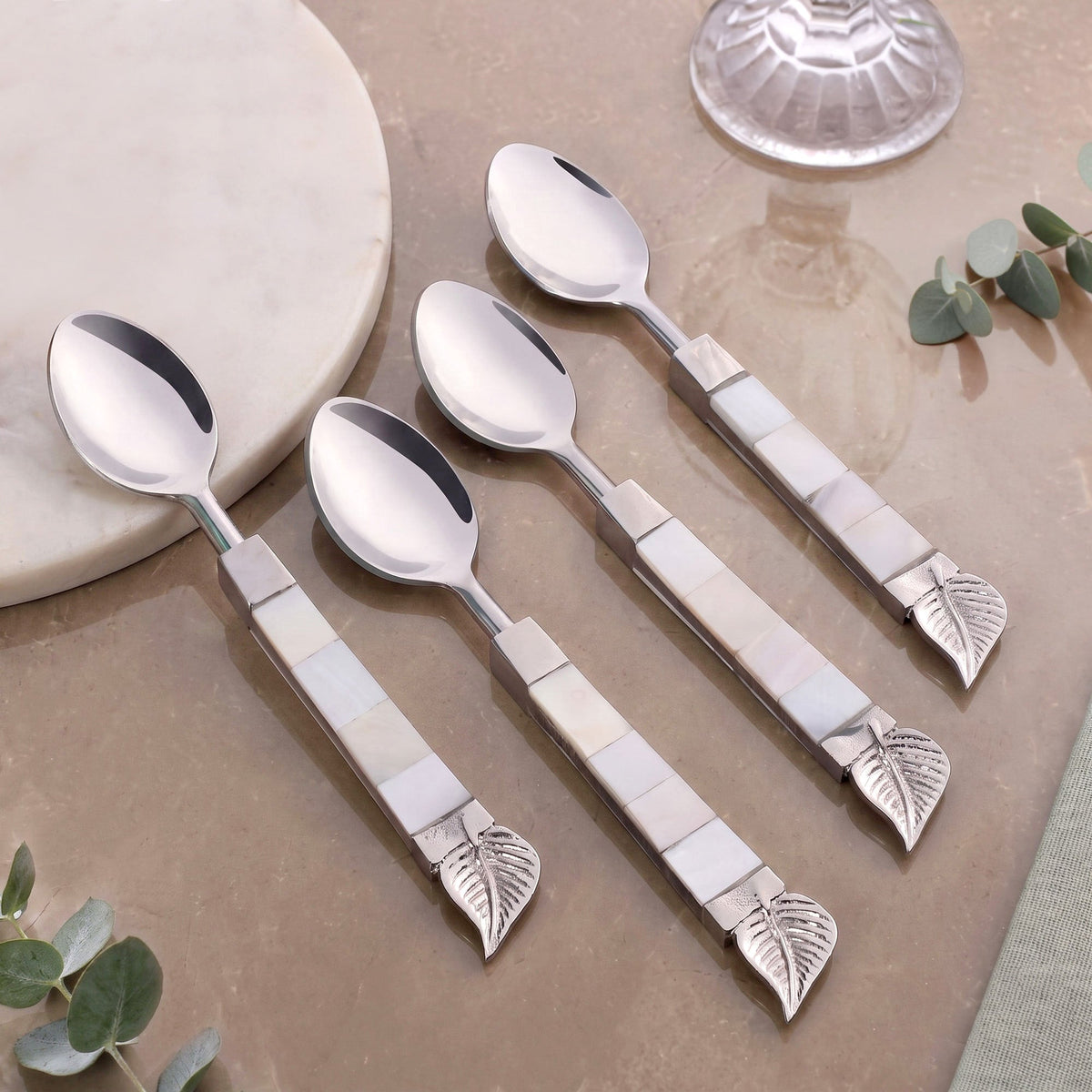 Mother Of Pearl Dessert Spoon Set Of 4 Nestasia
