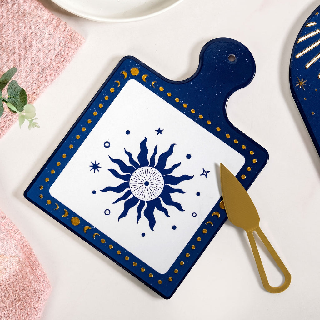 Celeste Sun Moon Cheeseboard With Knife Set Of 2 Nestasia