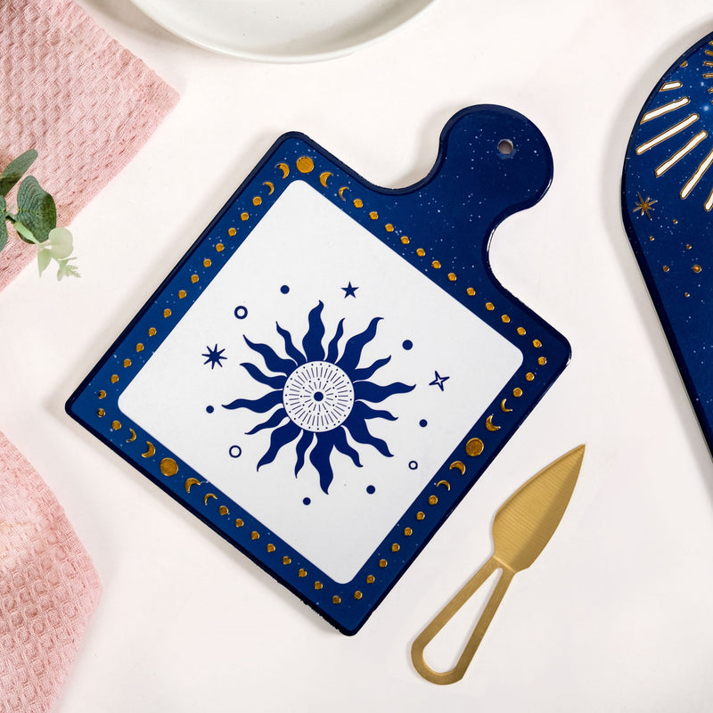 Celeste Sun Moon Cheeseboard With Knife Set Of 2 Nestasia