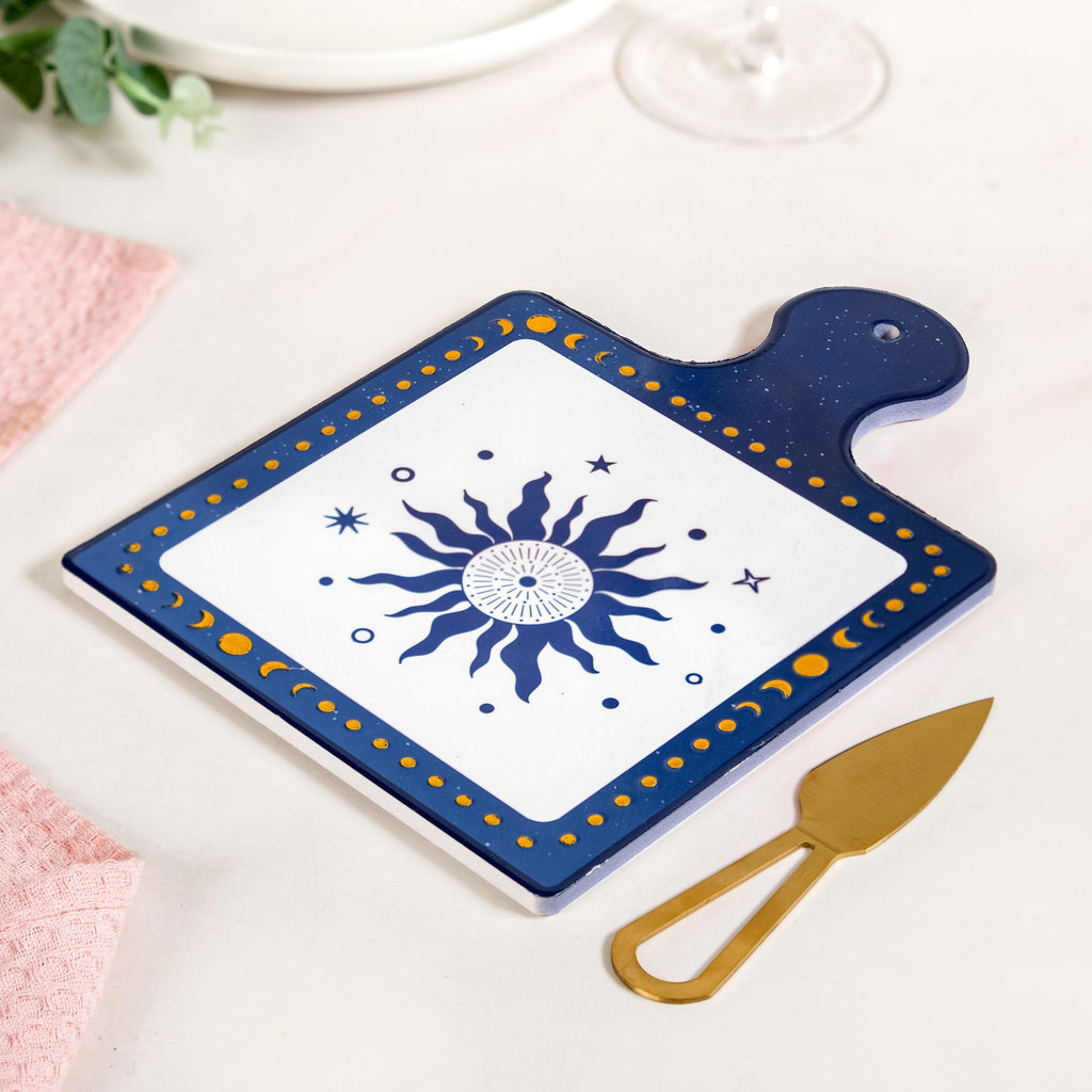 Celeste Sun Moon Cheeseboard With Knife Set Of 2 Nestasia