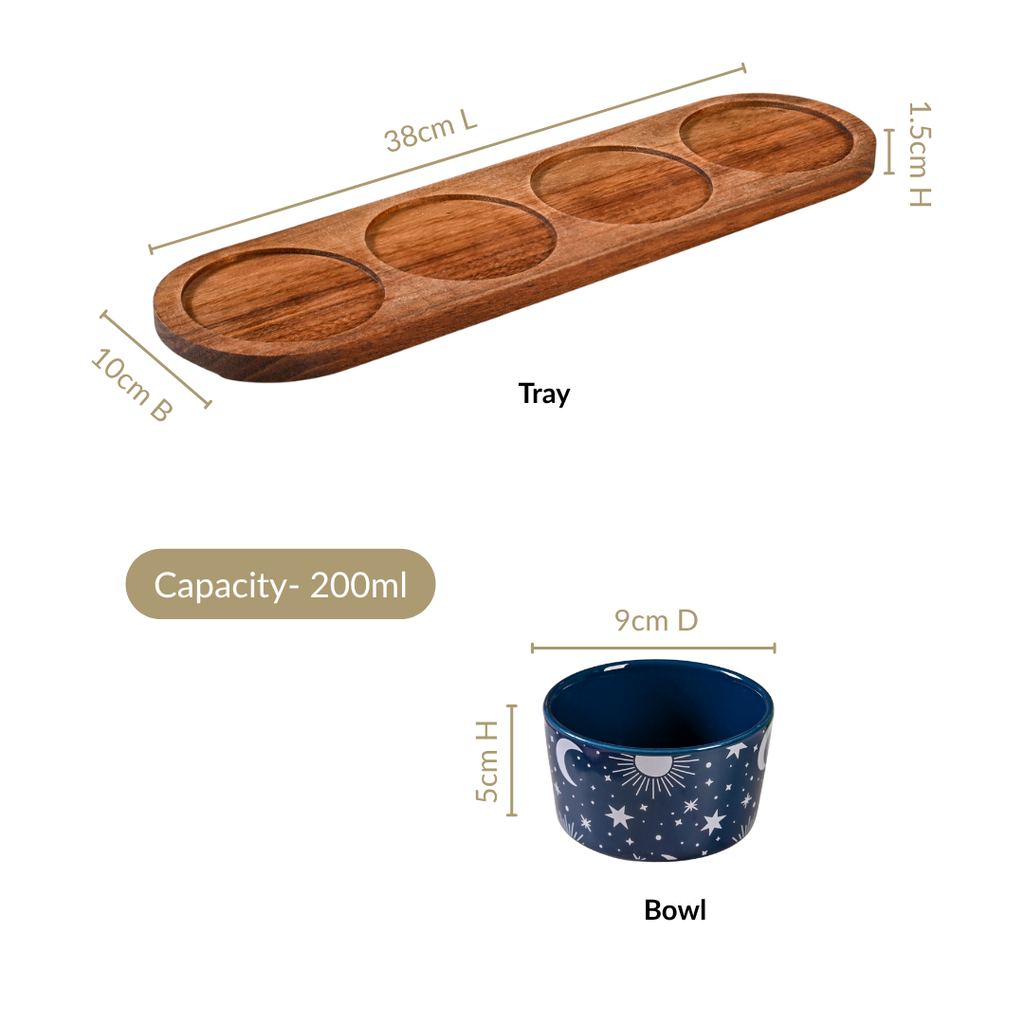 Celestial Charm Serving Platter With Bowls Set Of 5 Nestasia