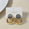 Celestial Opal Hoop Dangler Earrings Grey Nestasia
