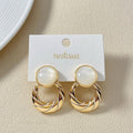 Celestial Opal Hoop Dangler Earrings White Nestasia