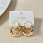 Celestial Opal Hoop Dangler Earrings White Nestasia