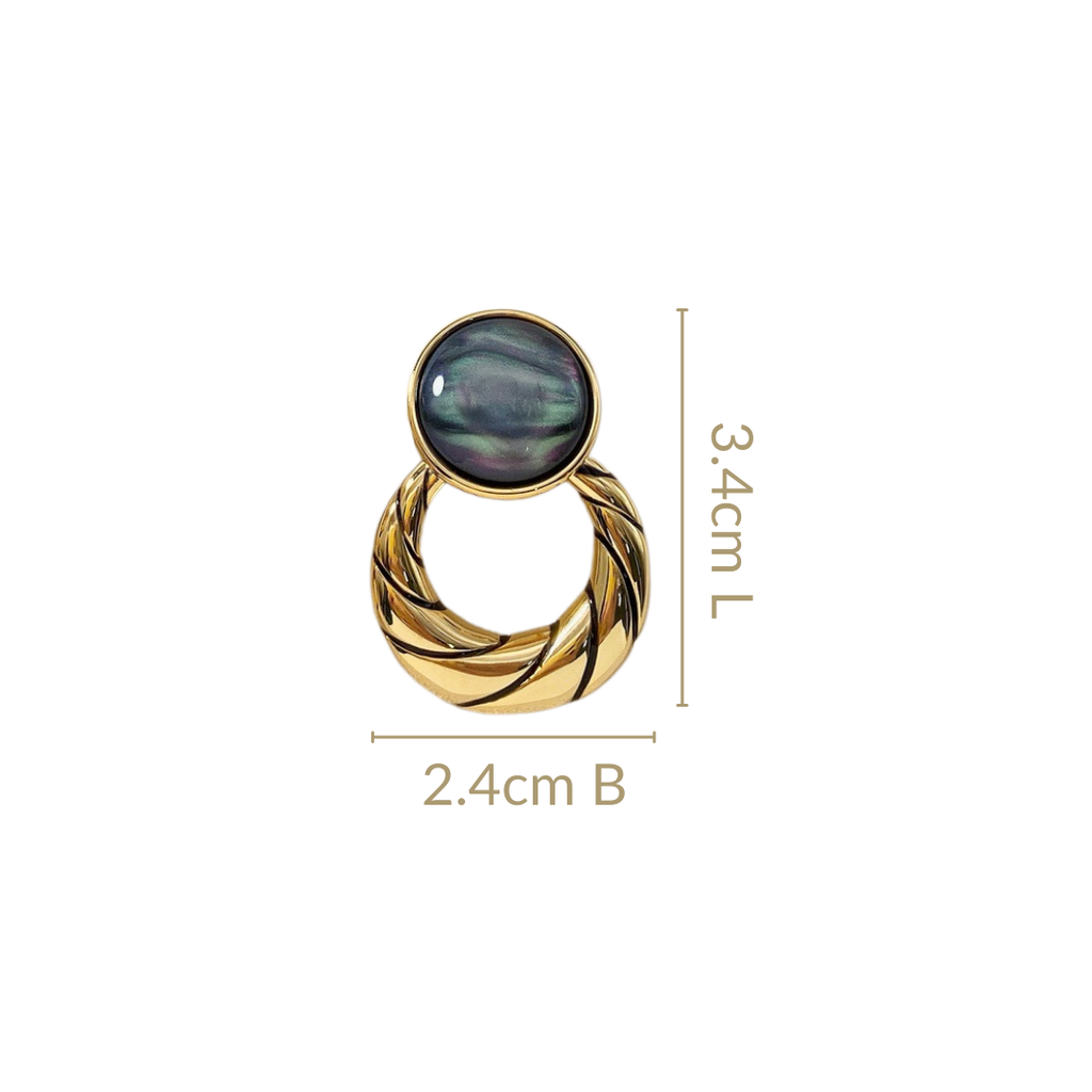 Celestial Opal Hoop Dangler Earrings Grey Nestasia