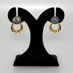 Celestial Opal Hoop Dangler Earrings Grey Nestasia