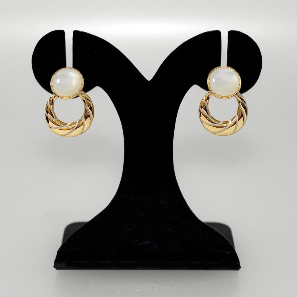 Celestial Opal Hoop Dangler Earrings White Nestasia