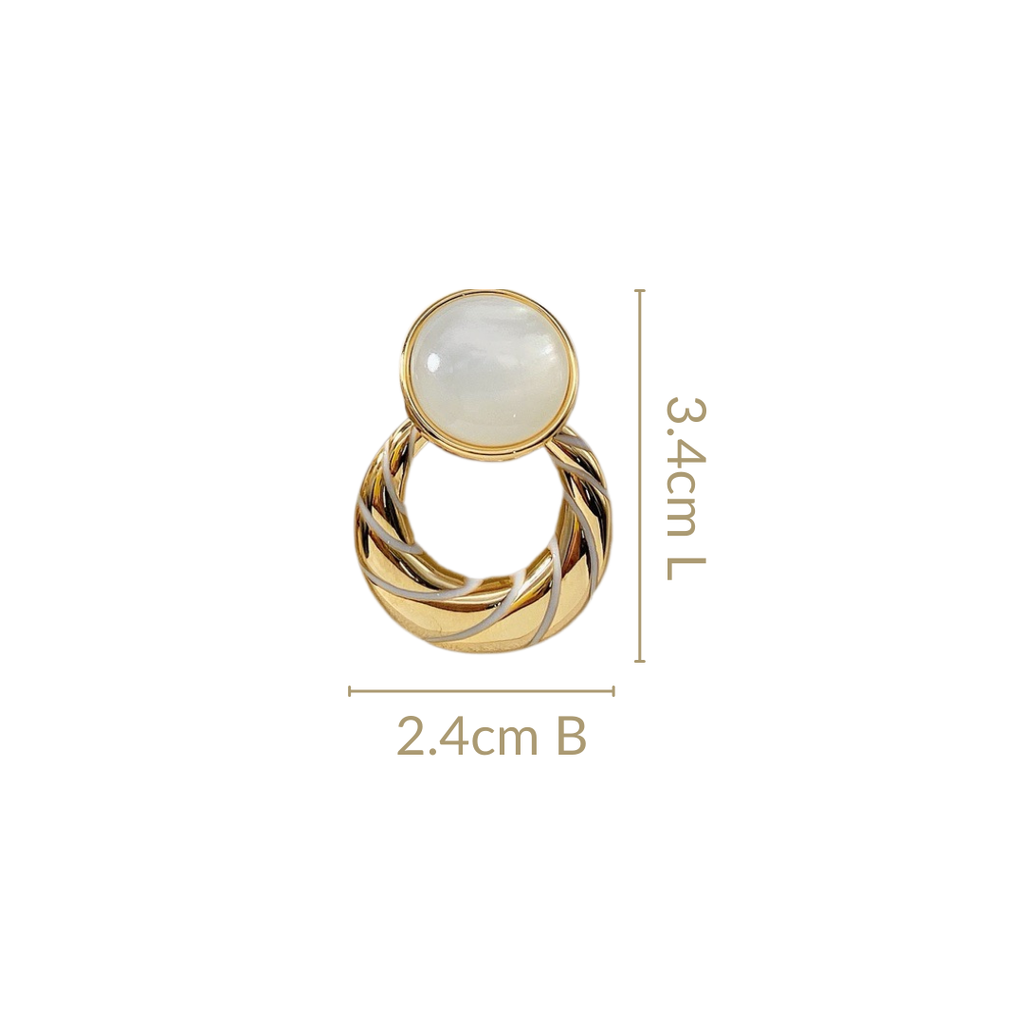 Celestial Opal Hoop Dangler Earrings White Nestasia