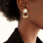 Celestial Opal Hoop Dangler Earrings White Nestasia