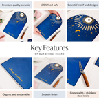 Celestial Ceramic Cheese Platter With Knife Set Of 2 Nestasia