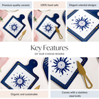 Celeste Sun Moon Cheeseboard With Knife Set Of 2 Nestasia