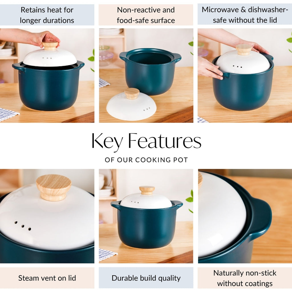 Cera Ceramic Soup Cooking Pot With White Lid 6000ml Nestasia