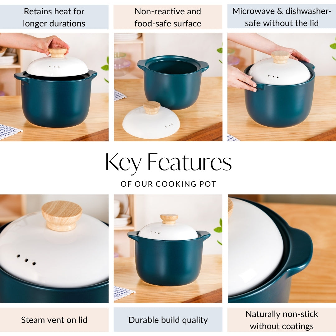 Cera Ceramic Soup Cooking Pot With White Lid 6000ml Nestasia