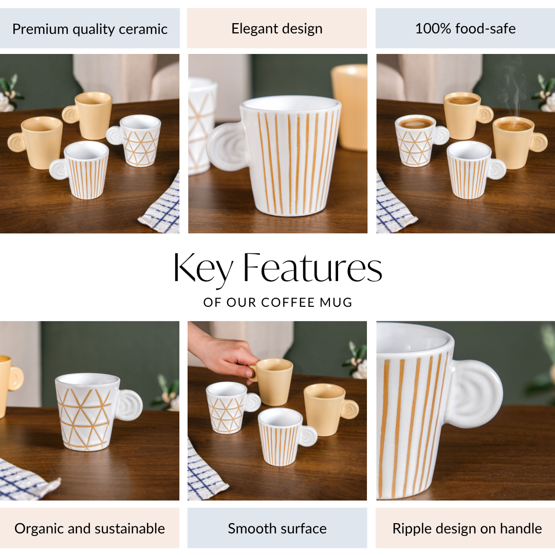 Ceramic Espresso Coffee Cup Set Of 4 100ml Nestasia