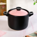 Flamora Ceramic Cooking Pot Pink Black 4700ml Nestasia